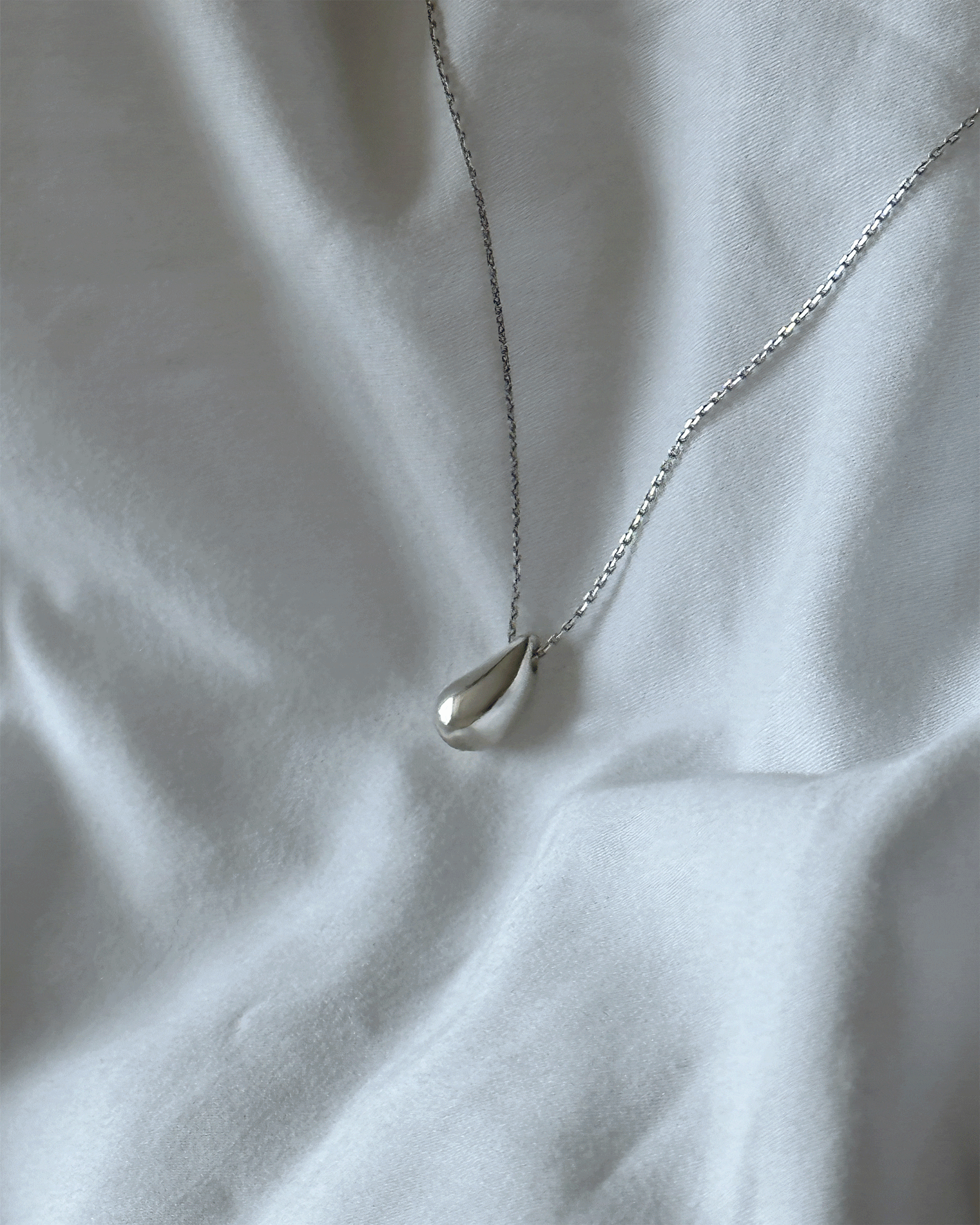 water drop silver necklace